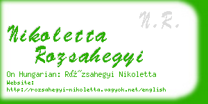 nikoletta rozsahegyi business card